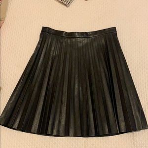 Black faux leather pleated J Crew skirt